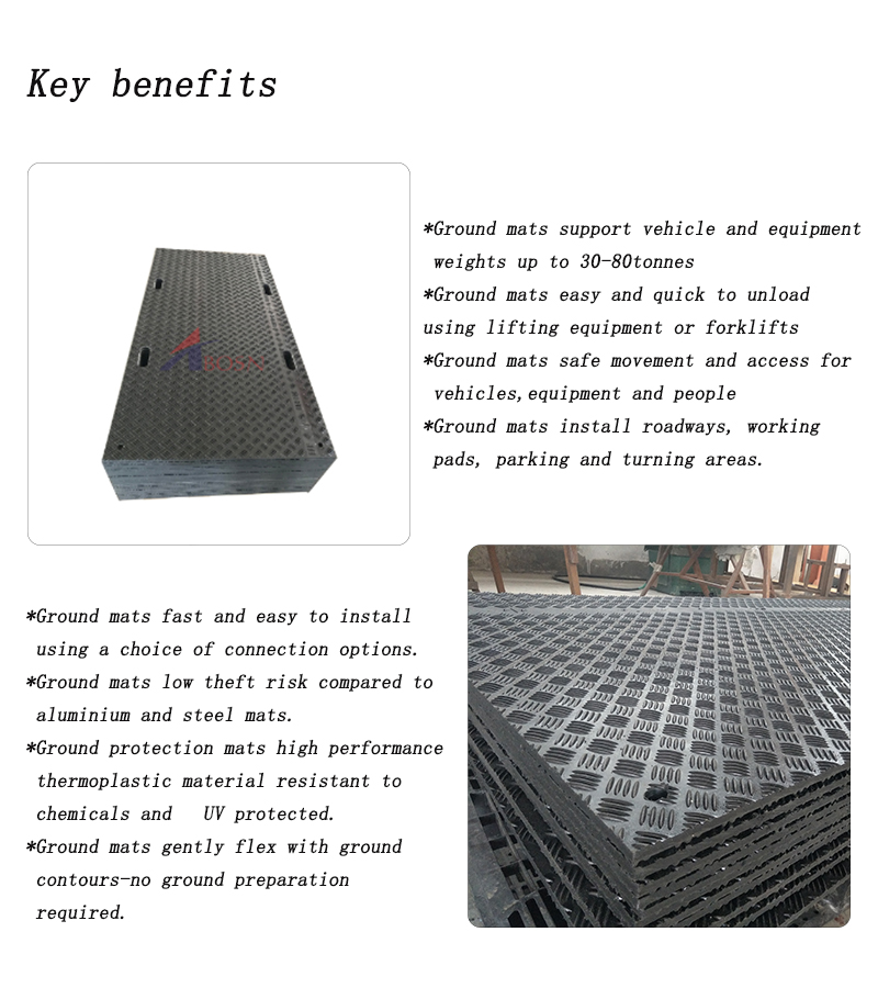 HDPE temporary road panel/Polyethylene floor protection uhmwpe ground mats