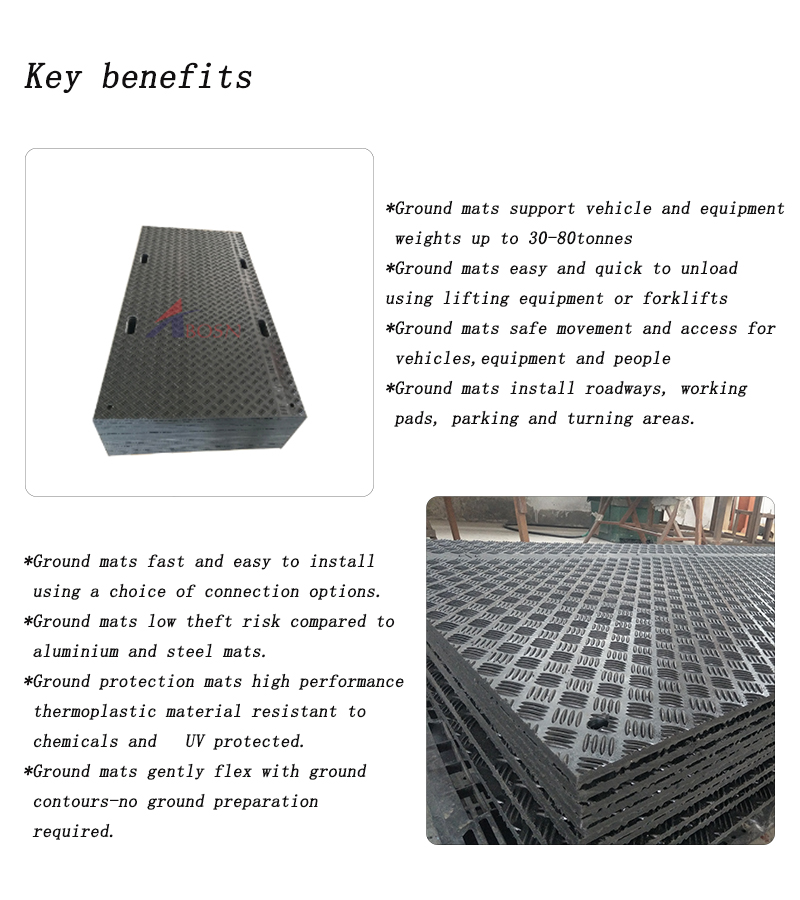 High Quality Durable 4X8 HDPE Construction Temporary Ground Protection Road Track Mat