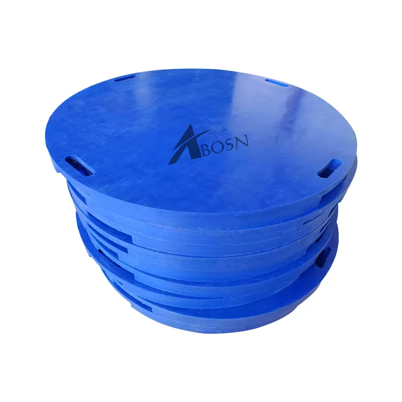 Anti slip crane truck 400 x 400mm uhmwpe plastic outrigger jacking pads round for cranes